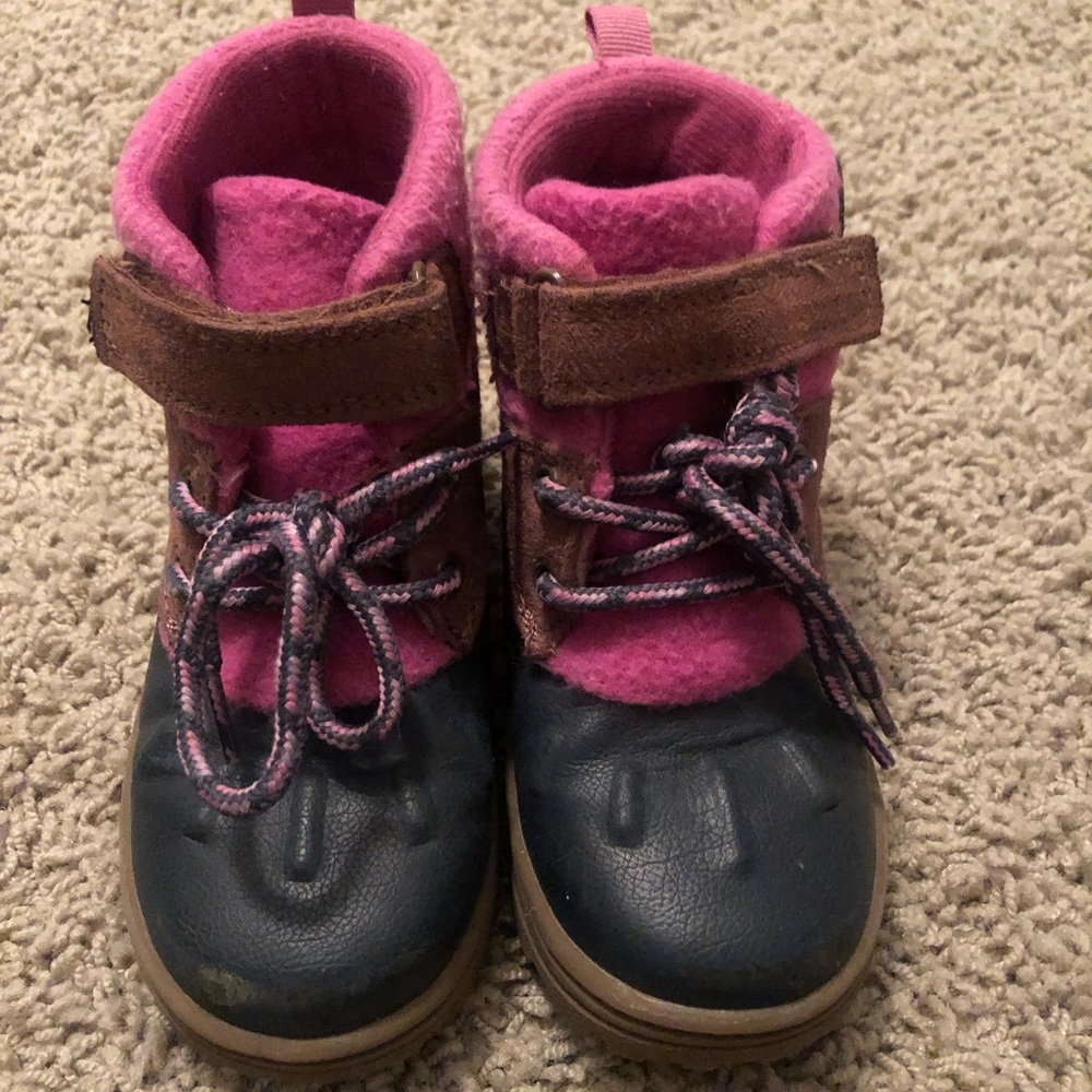 Toddler girl duck boots, like new condition